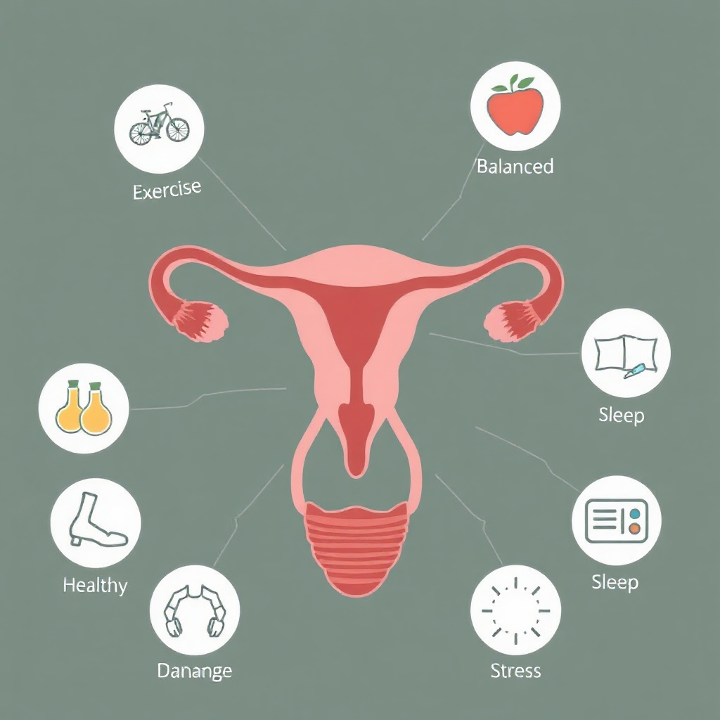 Illustration of male reproductive system with lifestyle icons