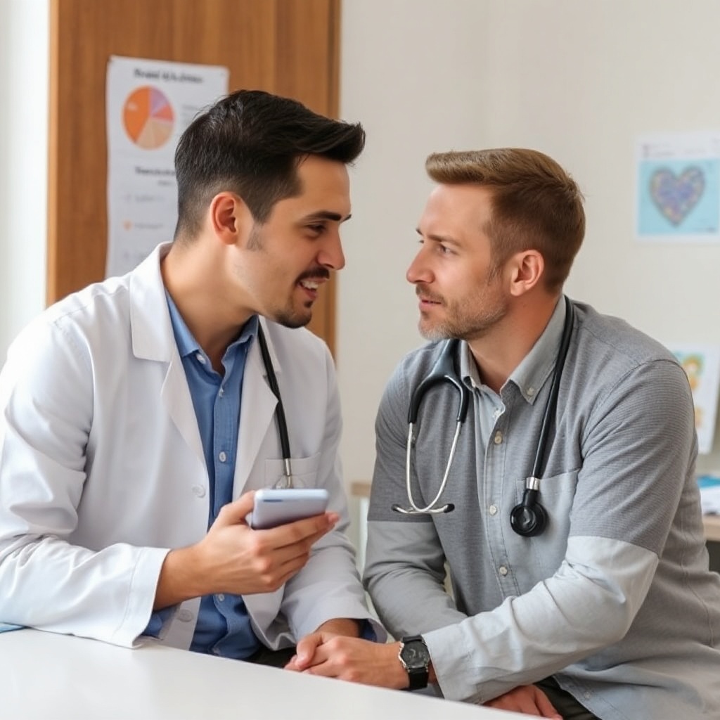 Man speaking with healthcare provider about sexual health